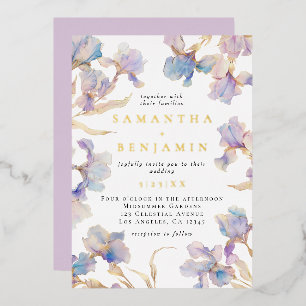 Invitación Con Relieve Metalizado Elegante Boda Iris