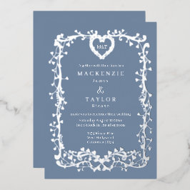 Invitación Con Relieve Metalizado Elegante Boda Marco Francés Corazón