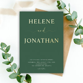 Invitación Con Relieve Metalizado Elegante Boda Minimalista Verde Moderno