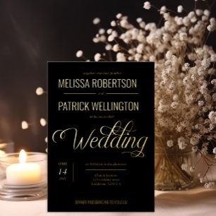 Invitación Con Relieve Metalizado Elegante Boda Mínimo de Oro y Relieve metalizado p