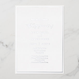 Invitación Con Relieve Metalizado Elegante Boda Moderna Compromiso Fiesta Plateado