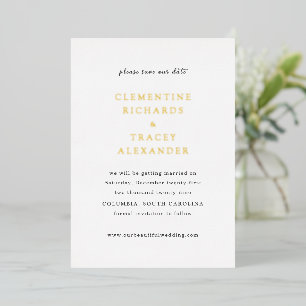 Invitación Con Relieve Metalizado Elegante Boda Moderna Guardar la Fecha