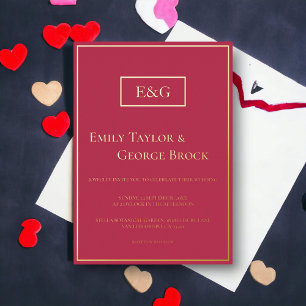 Invitación Con Relieve Metalizado Elegante Boda moderno con guiones de oro de lujo M