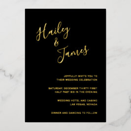 Invitación Con Relieve Metalizado Elegante Boda moderno de foto negra
