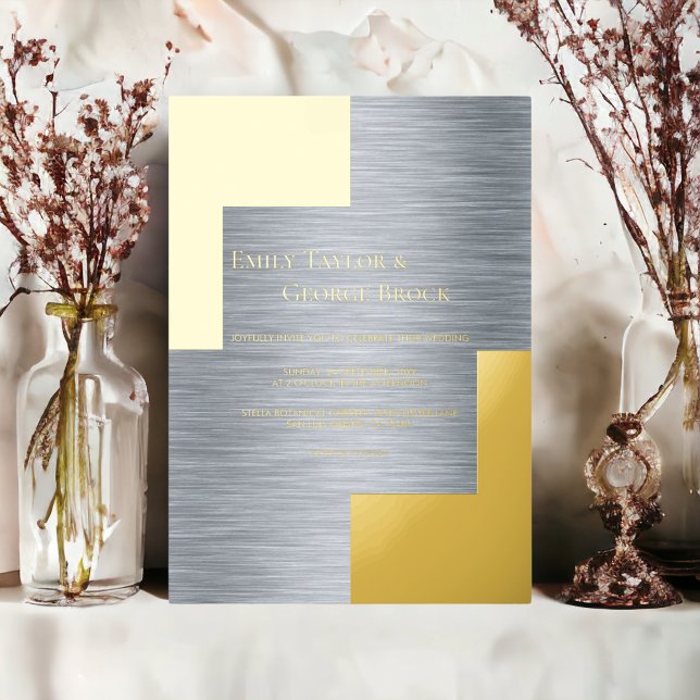 Invitación Con Relieve Metalizado Elegante Boda moderno de lujo plateado (Subido por el creador)