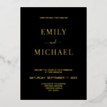 Invitación Con Relieve Metalizado Elegante Boda moderno negro y oro<br><div class="desc">Invitación minimalista moderna a la boda en Relieve metalizado negro y dorado. Personaliza todo el texto y los colores en esta invitación de boda sencilla y moderna.</div>
