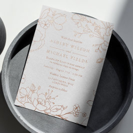 Invitación Con Relieve Metalizado Elegante Boda moderno Real Rosa Dorado Floral