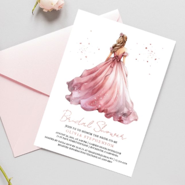 Invitación Con Relieve Metalizado Elegante Boda moderno Vestido Bridal Shower (Subido por el creador)