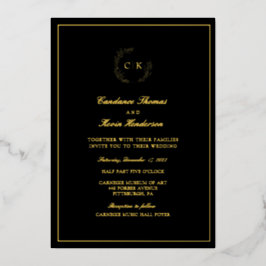 Invitación Con Relieve Metalizado Elegante Boda Monograma Invitación al Relieve meta