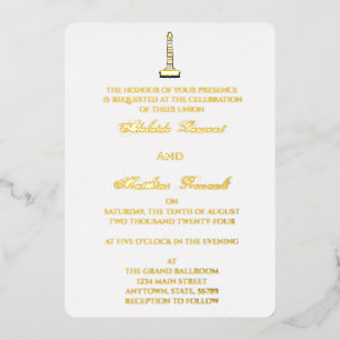 Invitación Con Relieve Metalizado Elegante boda náutica en faro - Azul marino,