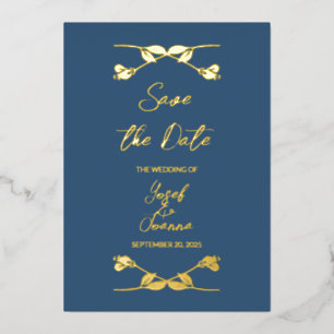 Invitación Con Relieve Metalizado Elegante boda naval salva la fecha