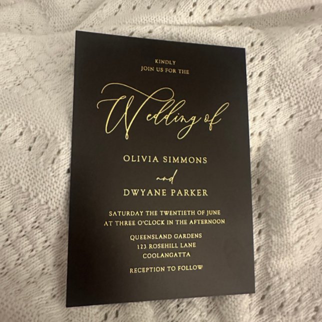 Invitación Con Relieve Metalizado Elegante Boda negro y dorado Golden (Subido por el creador)