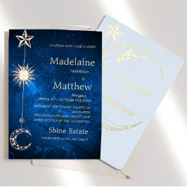 Invitación Con Relieve Metalizado Elegante Boda nocturno de estrellas celestes galax