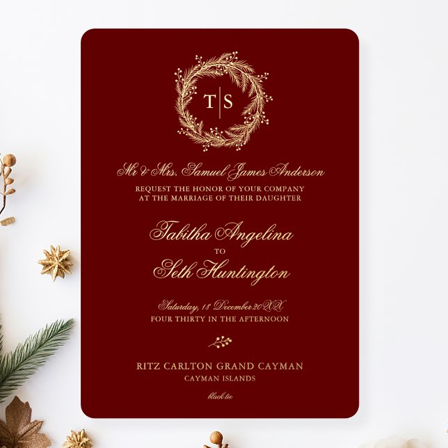 Invitación Con Relieve Metalizado Elegante Boda Oro Rojo (Subido por el creador)