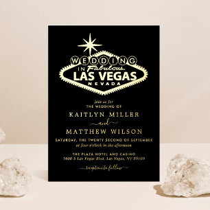Invitación Con Relieve Metalizado Elegante Boda Real de Destino en Las Vegas