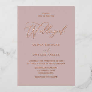 Invitación Con Relieve Metalizado Elegante Boda rosado Rosa oro