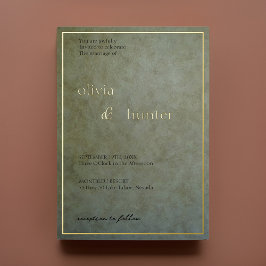 Invitación Con Relieve Metalizado Elegante Boda Sage Gold