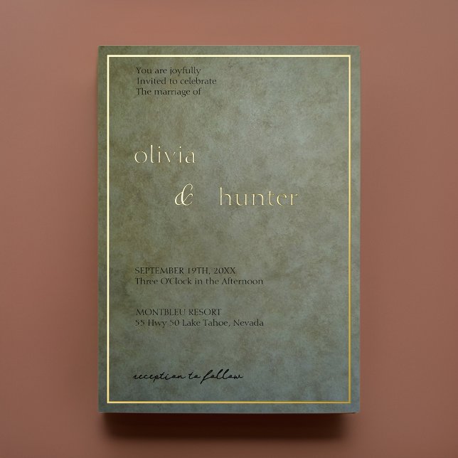 Invitación Con Relieve Metalizado Elegante Boda Sage Gold (Subido por el creador)