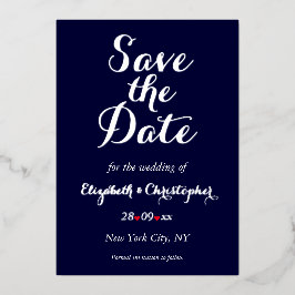 Invitación Con Relieve Metalizado Elegante boda salva la fecha de la plata azul de l