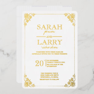 Invitación Con Relieve Metalizado Elegante Boda tradicional de oro