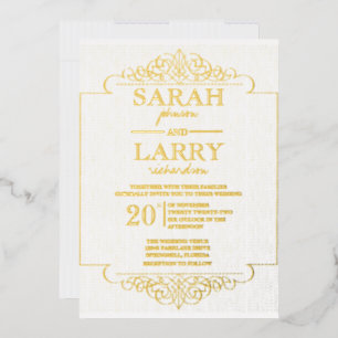Invitación Con Relieve Metalizado Elegante Boda tradicional de oro
