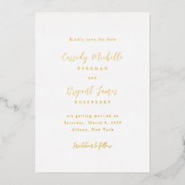 Invitación Con Relieve Metalizado Elegante Boda Tradicional Guardar la Fecha