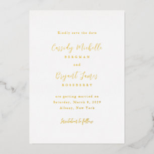 Invitación Con Relieve Metalizado Elegante Boda Tradicional Guardar la Fecha