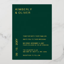 Elegante Boda verde esmeralda moderno simple