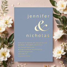 Elegante Bodas de Ampersand de Azul Polvoriento y