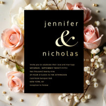 Elegante Bodas de Ampersand de Oro Negro