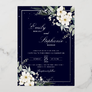 Invitación Con Relieve Metalizado Elegante Boho Watercolor Floral Black Gold Boda