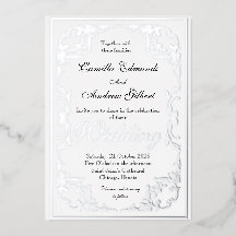 Elegante Borde Floral Plateado Boda