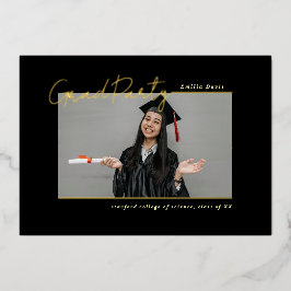 Invitación Con Relieve Metalizado Elegante borde simple foto mínima Fiesta Grad