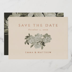 Invitación Con Relieve Metalizado Elegante Botánico Aquarela Verde Save the Date