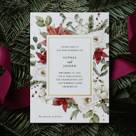 Invitación Con Relieve Metalizado Elegante Bouquet | Navidades Boda de vacaciones Go