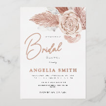 Elegante Bridal Shower Floral Acuarela Hoja de Oro