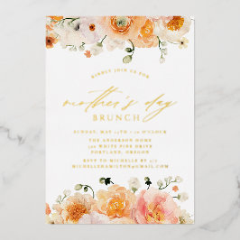 Invitación Con Relieve Metalizado Elegante brunch del día de la madre de la floral d