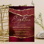 Invitación Con Relieve Metalizado Elegante Burgundy Geoed Agate 18th Birthday Real<br><div class="desc">Celebre con estilo con estas elegantes y muy modernas invitaciones de Relieve metalizado a los 18 años. El diseño es fácil de personalizar con la redacción de su evento especial y sus invitados estarán encantados cuando reciban estas fabulosas invitaciones.</div>