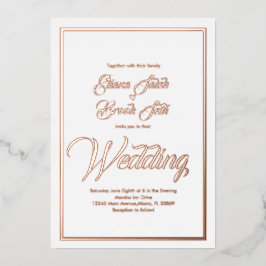 Invitación Con Relieve Metalizado Elegante caligrafía Boda  Relieve metalizado Presi