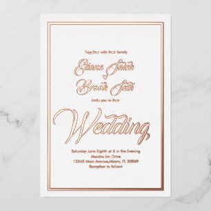 Invitación Con Relieve Metalizado Elegante caligrafía Boda  Relieve metalizado Presi