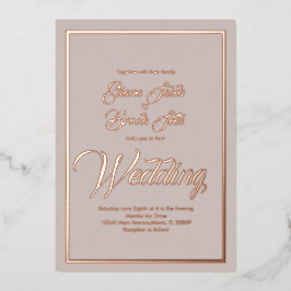 Invitación Con Relieve Metalizado Elegante caligrafía Boda  Relieve metalizado Presi