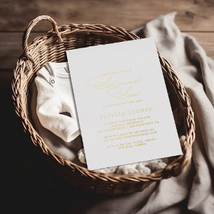 Invitación Con Relieve Metalizado Elegante Caligrafía Con Estilo Sip y Ver Oro