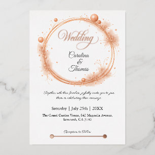 Invitación Con Relieve Metalizado Elegante caligrafía de guion de Boda de arcilla de