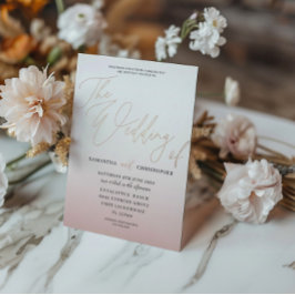 Invitación Con Relieve Metalizado Elegante caligrafía de oro Rosa El Boda de