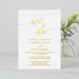 Invitación Con Relieve Metalizado Elegante Caligrafía de Papel de Oro Nosotros Hacem