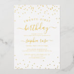 Invitación Con Relieve Metalizado Elegante caligrafía de Relieve metalizado dorado 2<br><div class="desc">Más invitaciones de cumpleaños 21 en la Pequeña Tienda Bayleigh!</div>