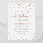 Invitación Con Relieve Metalizado Elegante caligrafía de Relieve metalizado dorado R<br><div class="desc">Más invitaciones de cumpleaños 21 en la Pequeña Tienda Bayleigh!</div>