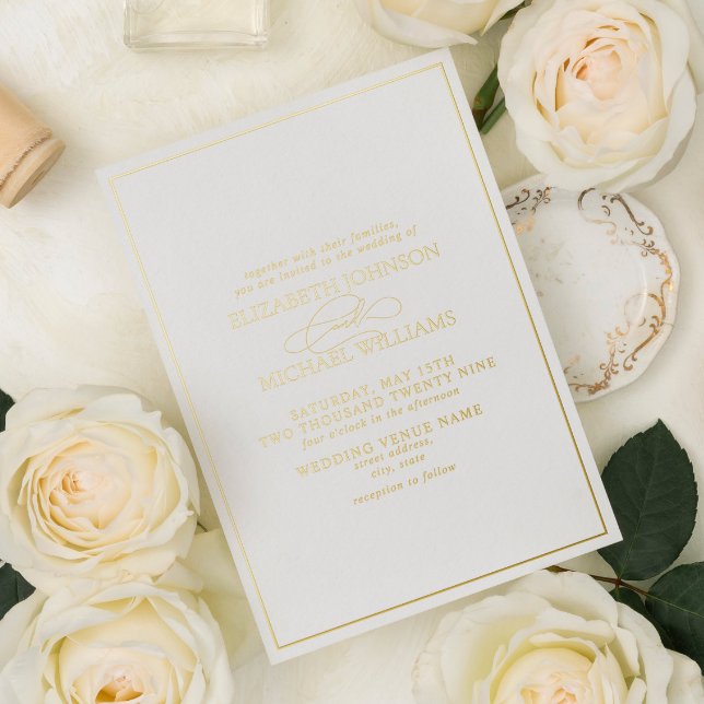Invitación Con Relieve Metalizado Elegante caligrafía de Relieve metalizado dorado r (Subido por el creador)