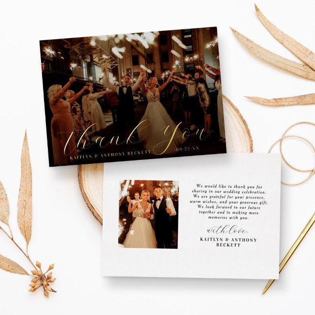 Invitación Con Relieve Metalizado Elegante caligrafía foto de boda personalizada Gra (Subido por el creador)