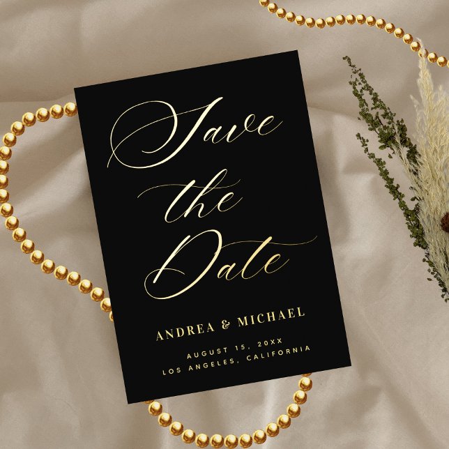 Invitación Con Relieve Metalizado Elegante caligrafía Foto y código QR Boda Gold (Subido por el creador)